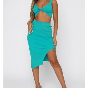 NWT White Fox In Tune Crop & With Confidence Midi Skirt in Pine